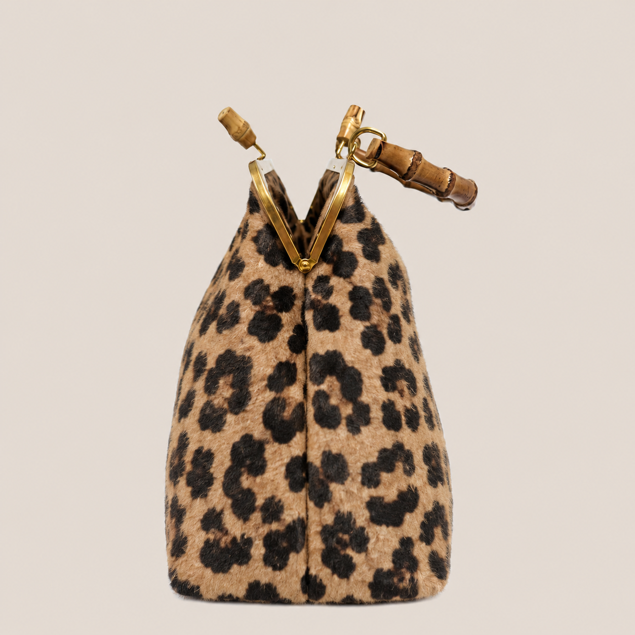 MME. No. 7  Bamboo Clutch - Leopard Pony Hair