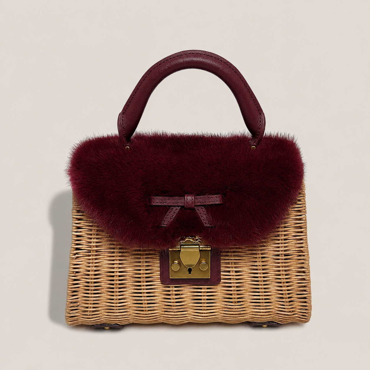 MME. AUDREY MINK BASKET - Burgundy