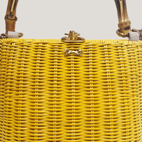 MME. MINI KELLY BAMBOO CLUTCH - LEMON