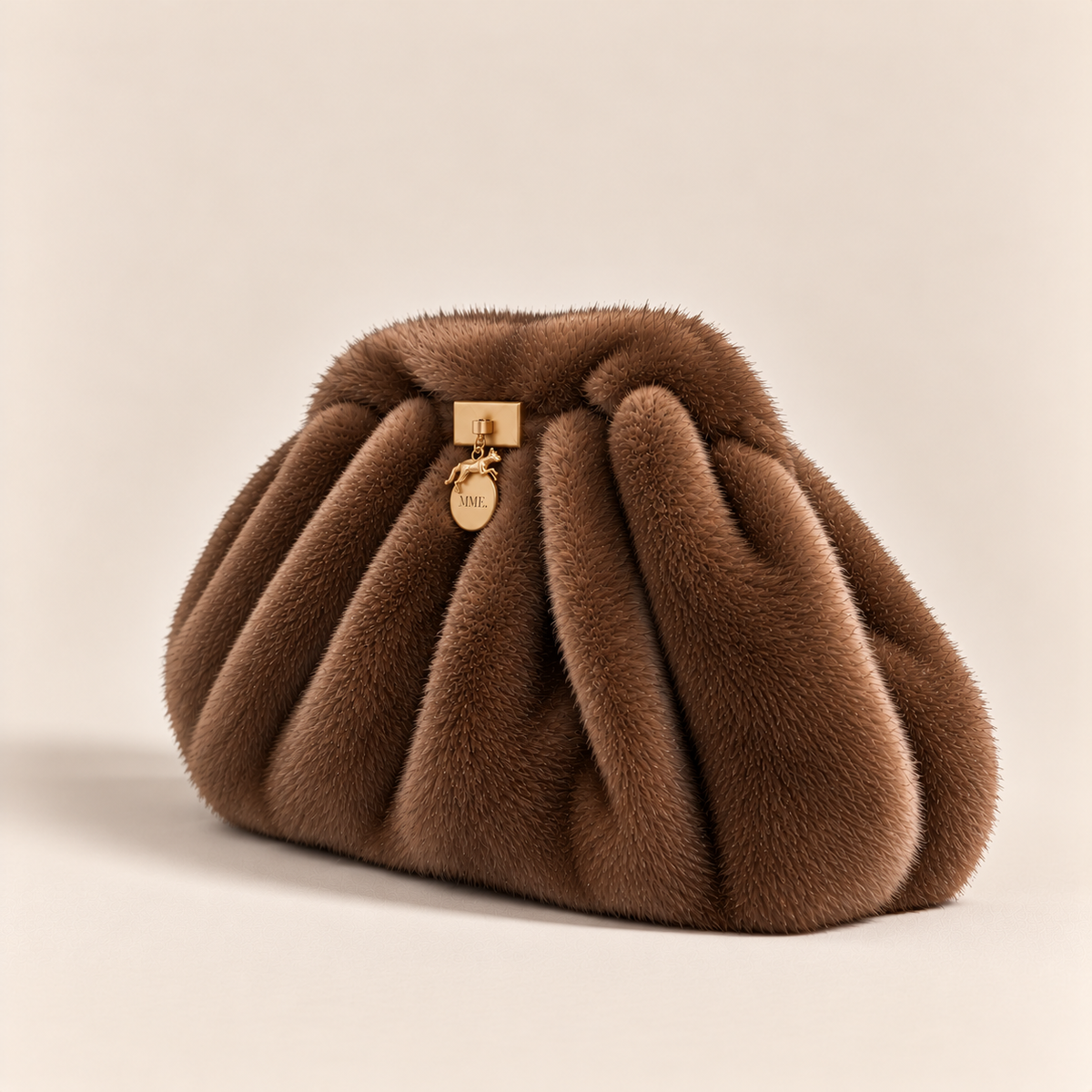 MME. PLEATED FUR CLUTCH - SABLE