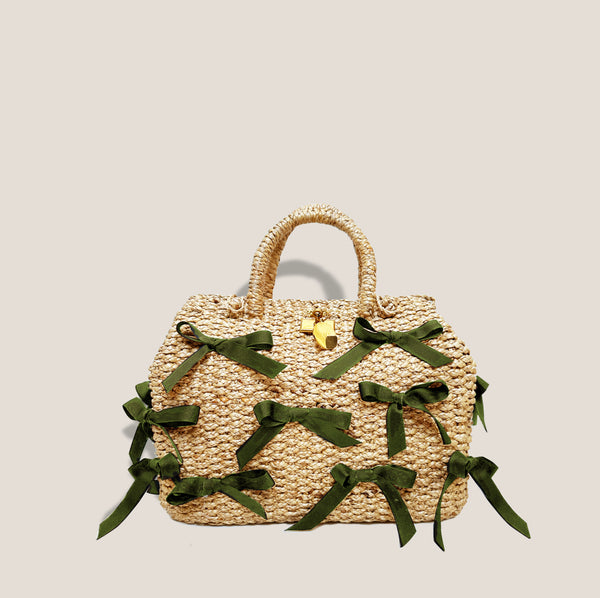 Mme.MINKMME. DR. BOW TOTE - MOSS