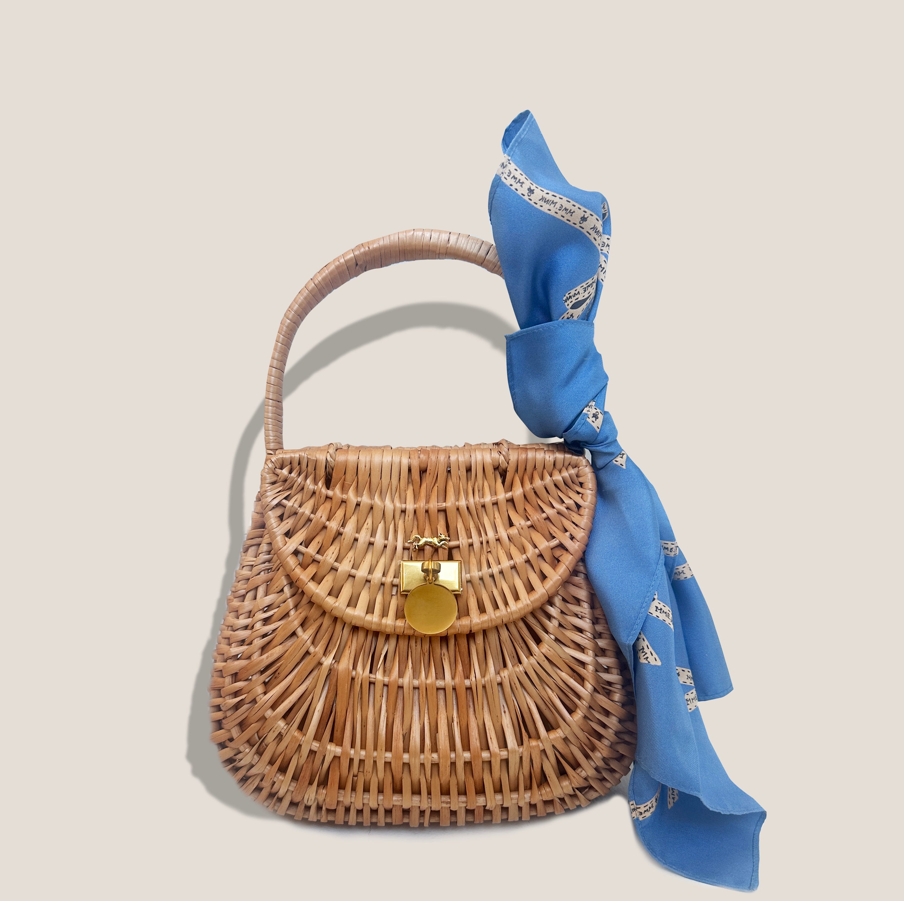MME. CAP FERRAT BASKET BAG - CORNFLOWER