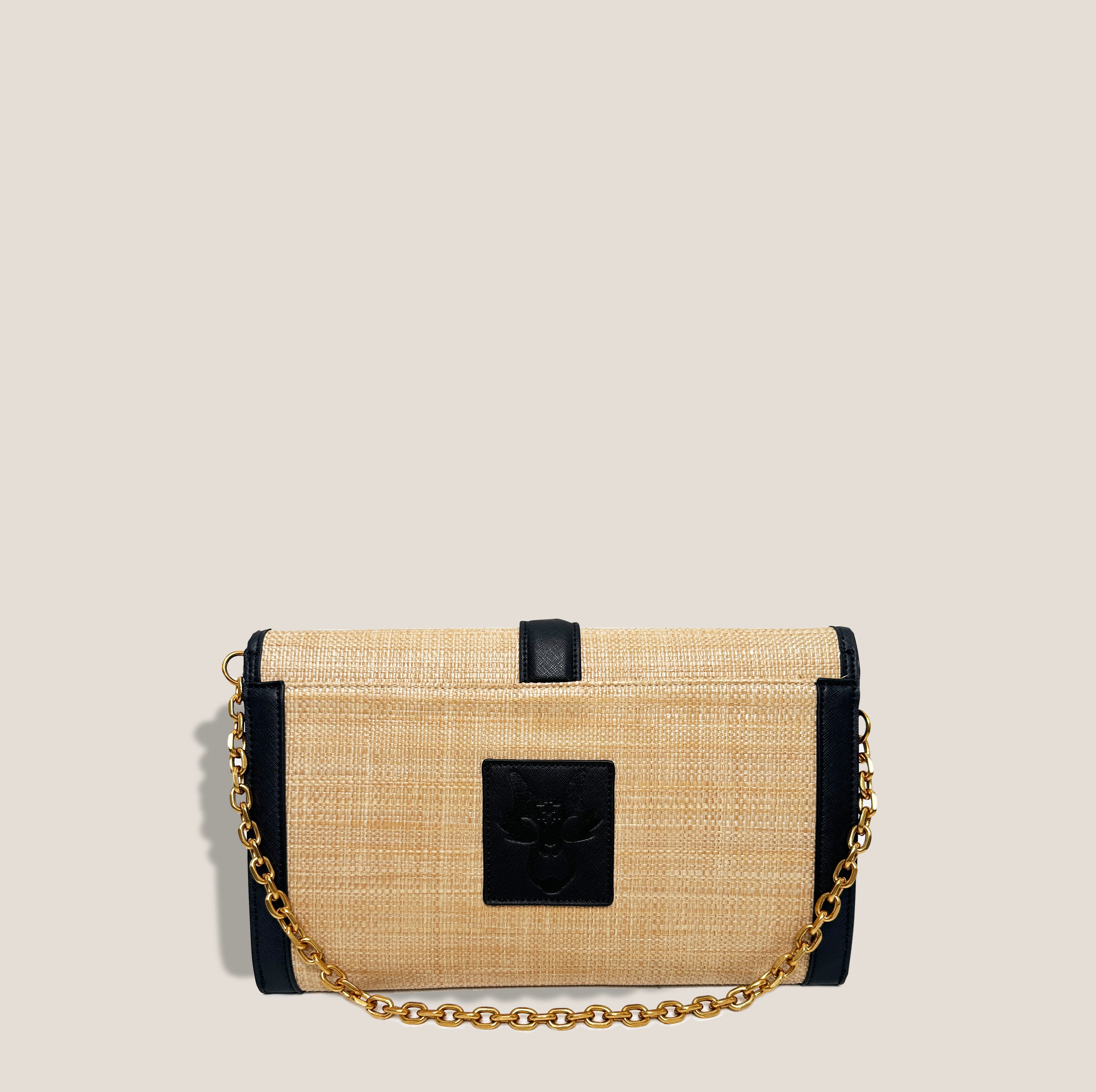 MME. ELOISE WOVEN SIGNATURE CLUTCH - NOIR