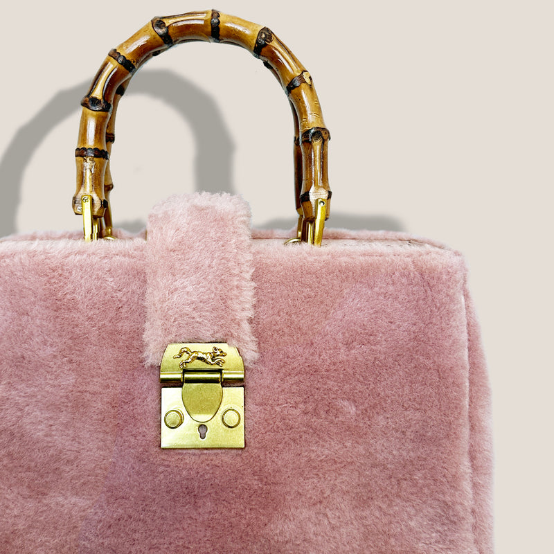 Mme.MINKMME. STAFFORD PETITE TOTE - WOOL FUR PINK