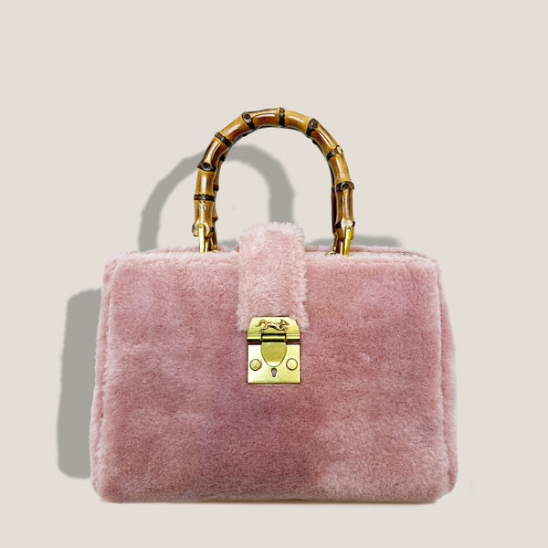 Mme.MINKMME. STAFFORD PETITE TOTE - WOOL FUR PINK