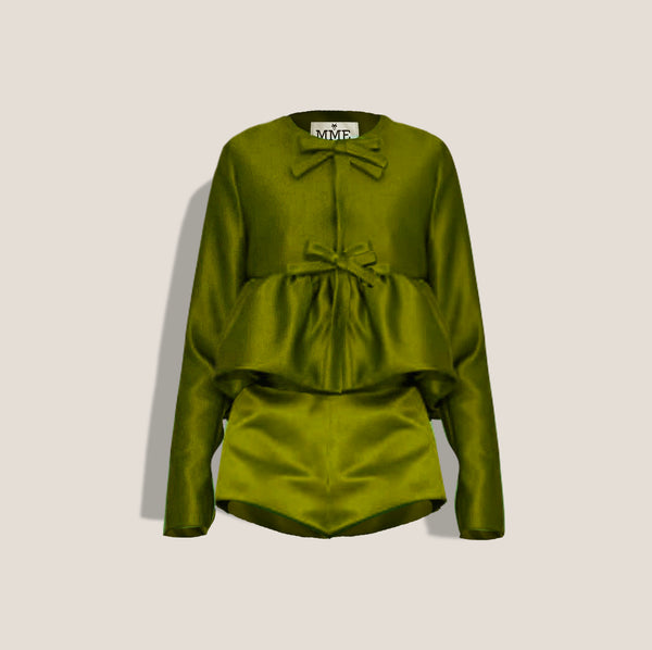 Mme.MINKMME.MINK ELEANOR SUIT - Moss Satin