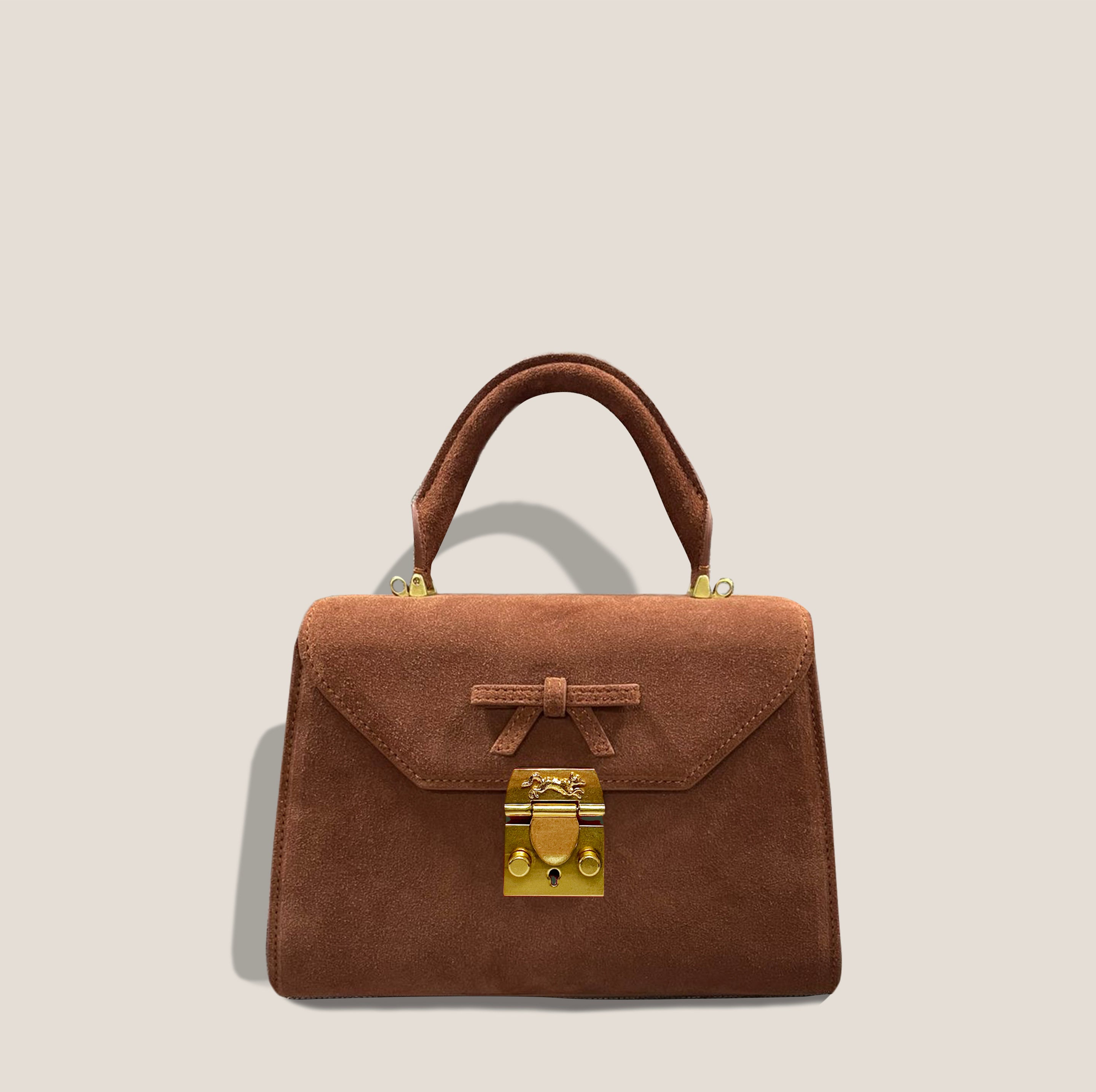 MME. AUDREY SUEDE BAG -  COGNAC