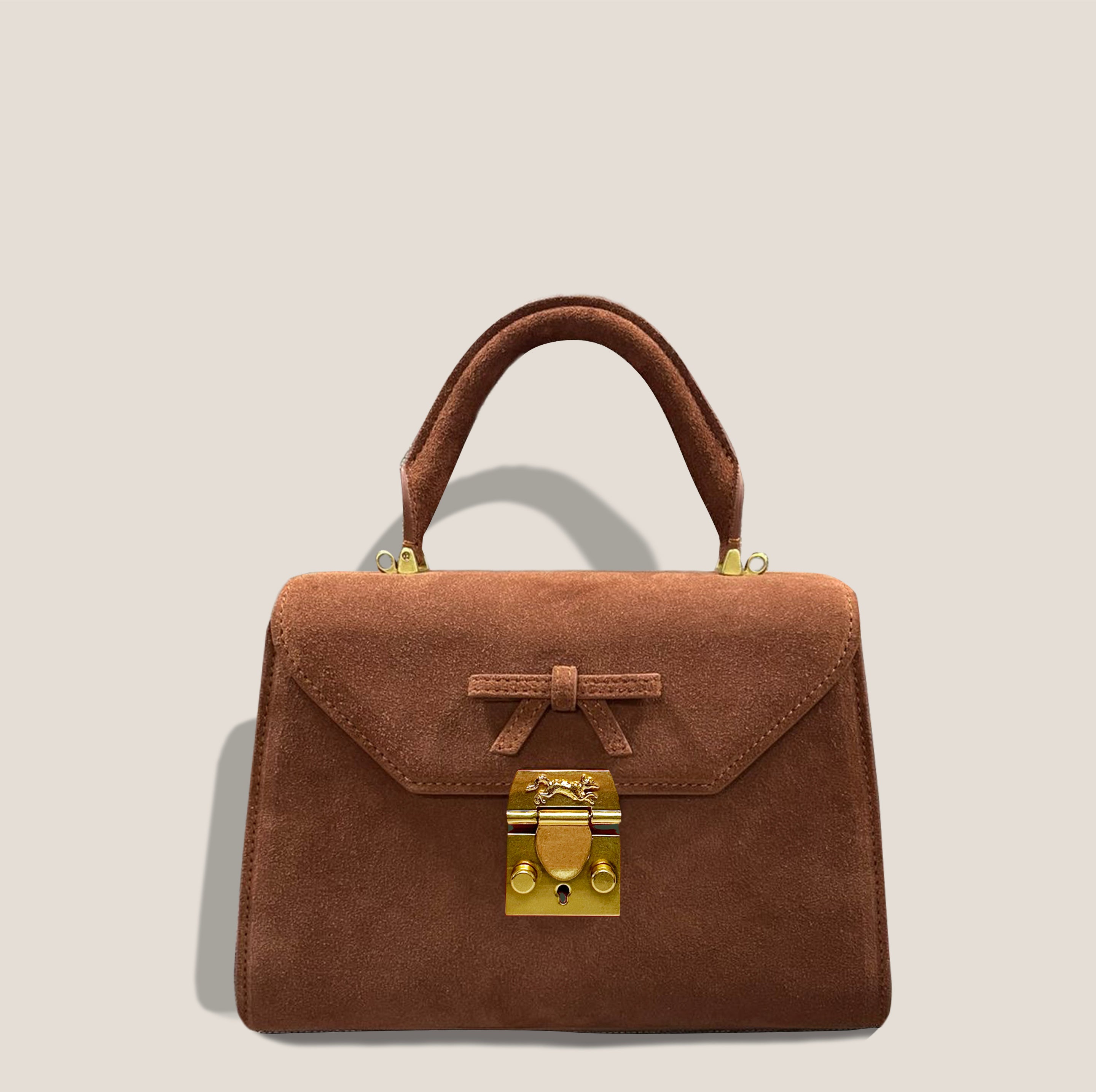 MME. AUDREY SUEDE BAG -  COGNAC