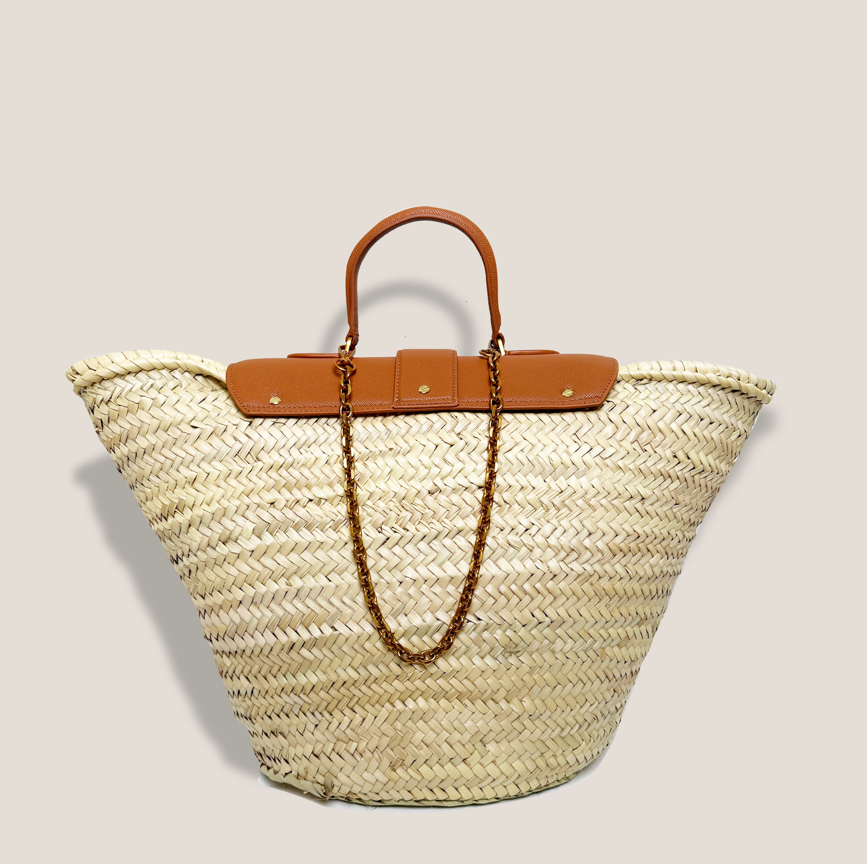 MME.CARLTON BASKET TOTE - COGNAC