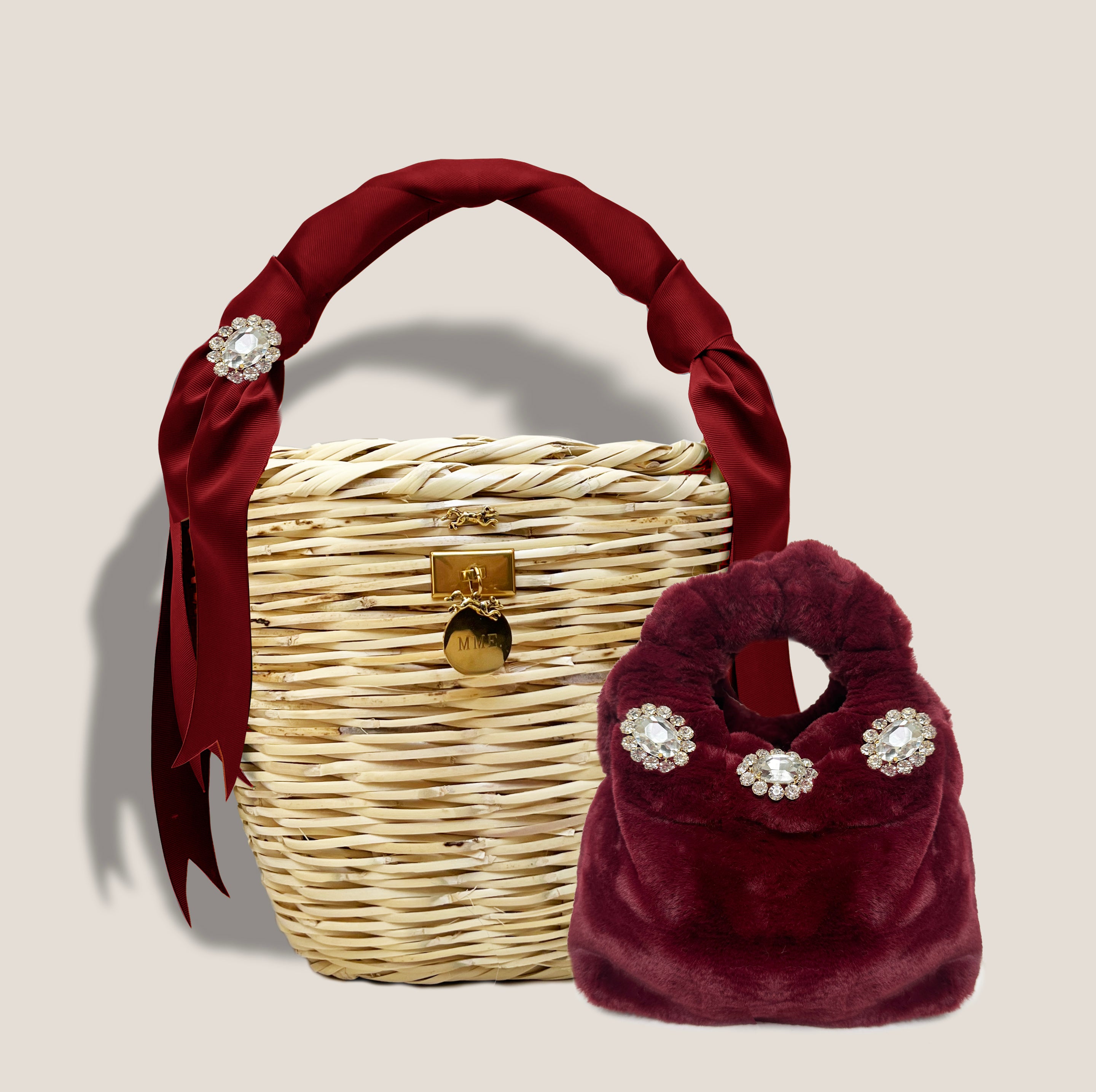 MME. LEGACY BIRK BASKET - HOLIDAY BURGUNDY