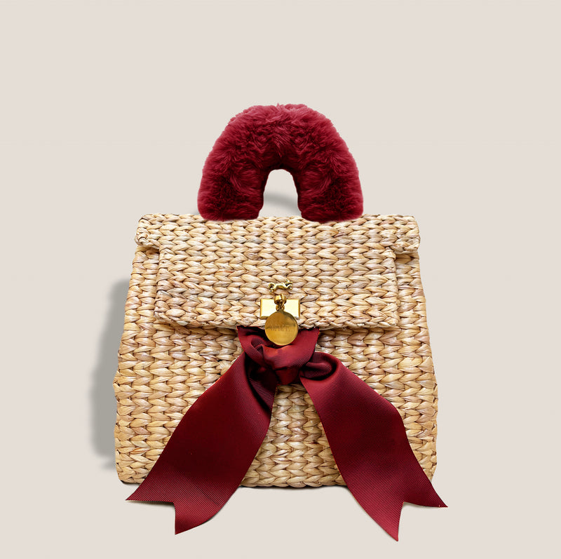 Mme.MINKMME. BOW STRAW in Burgundy