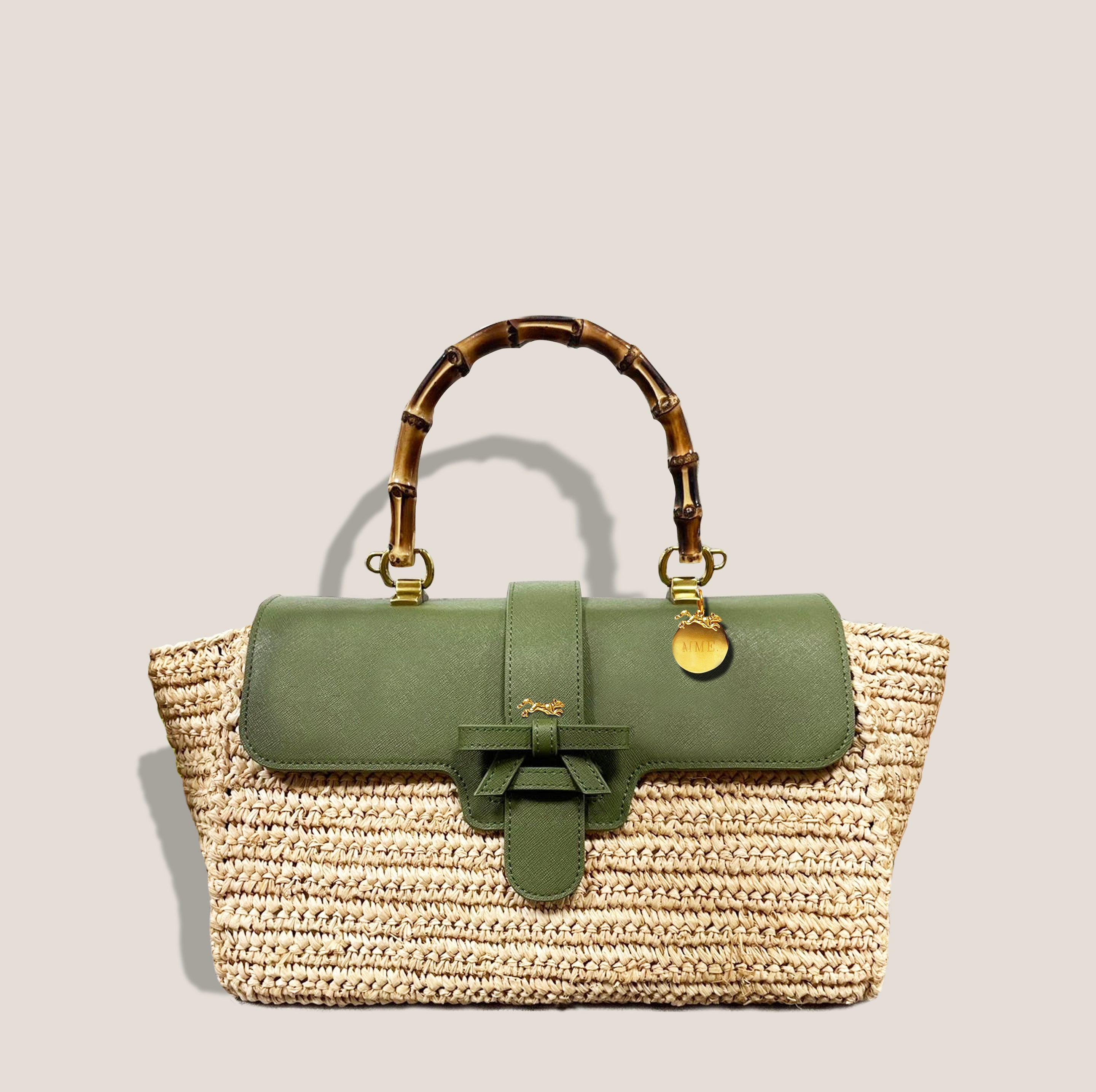 WOVEN MISS ONASSIS BAG - MOSS