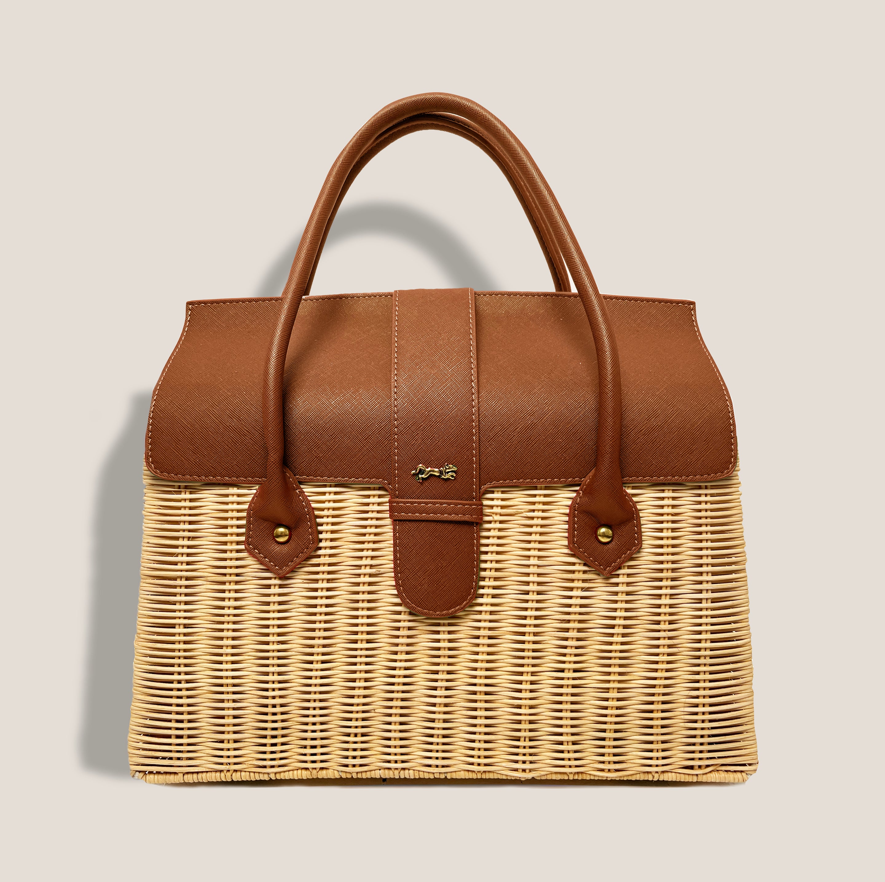 THE ONASSIS 35 BASKET - COGNAC*