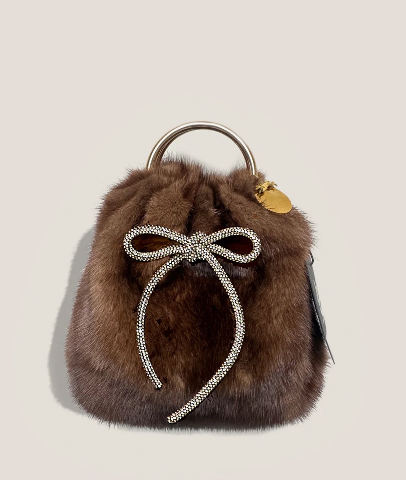 MME.MINK HOLIDAY POUCHETTE Petite -SABLE