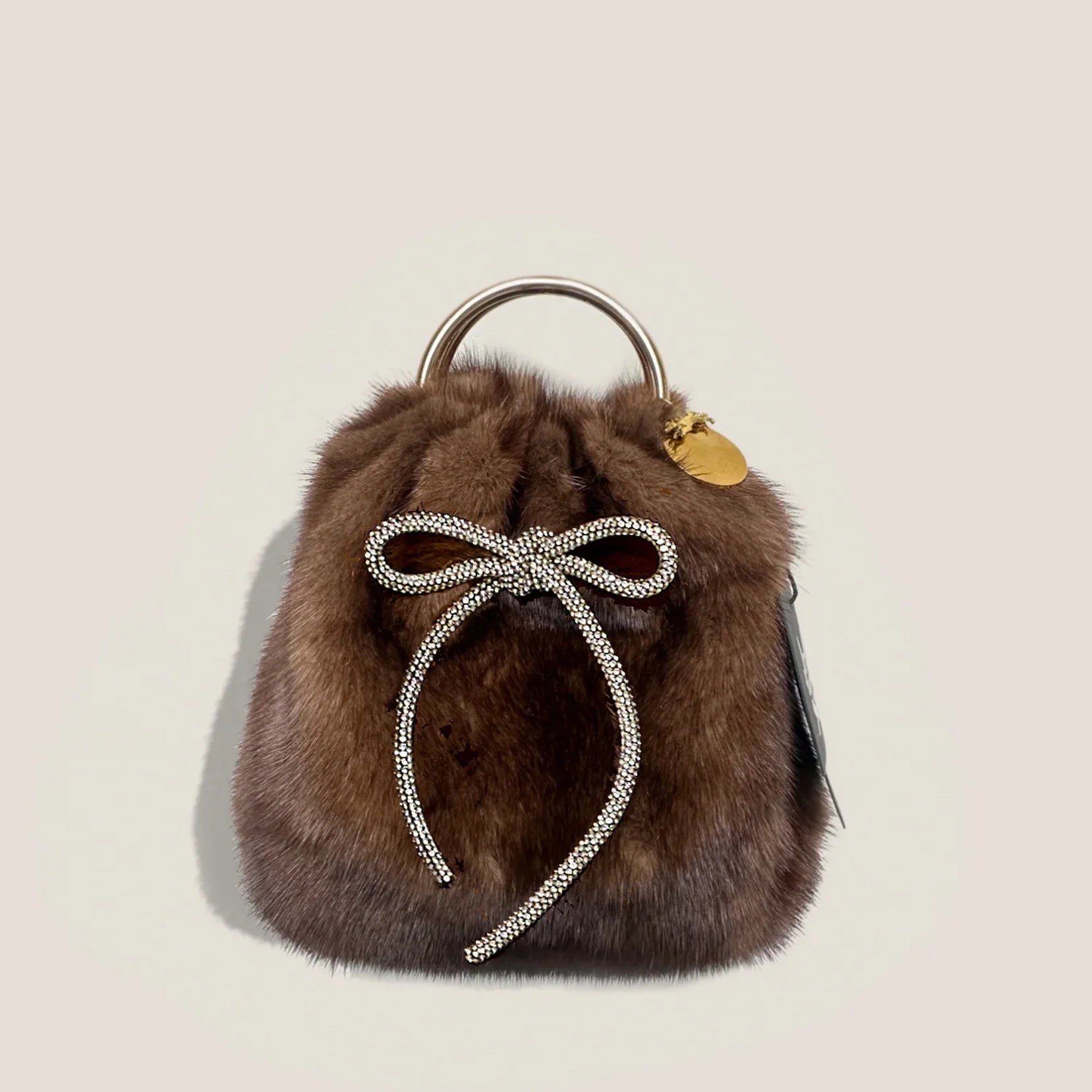 MME.MINK HOLIDAY POUCHETTE Petite -SABLE