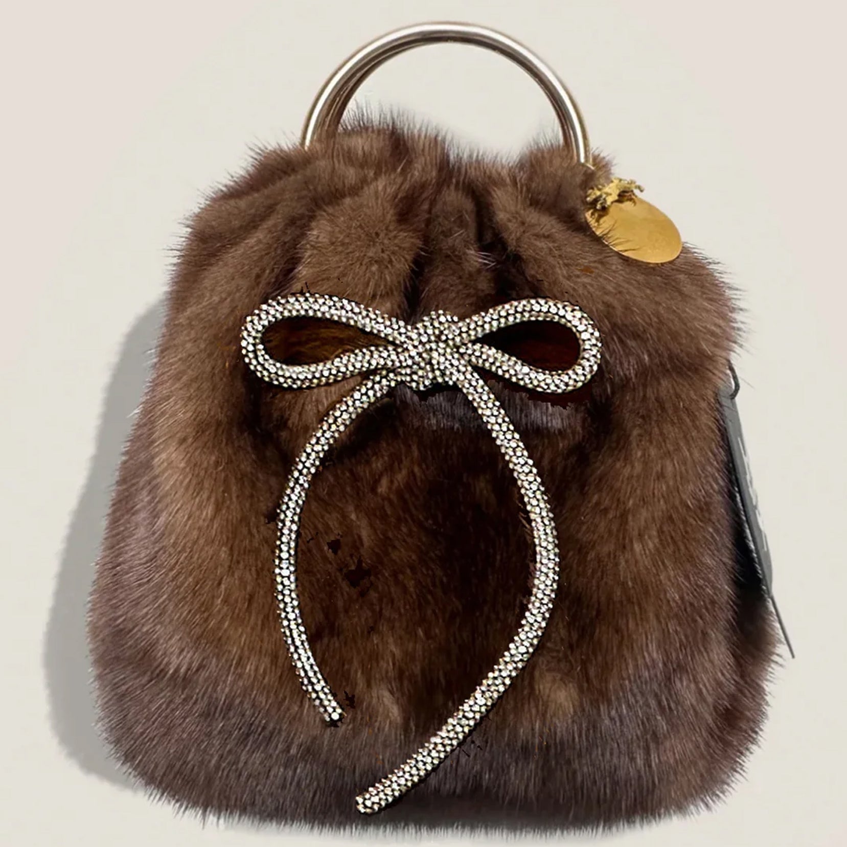 MME.MINK HOLIDAY POUCHETTE Petite -SABLE