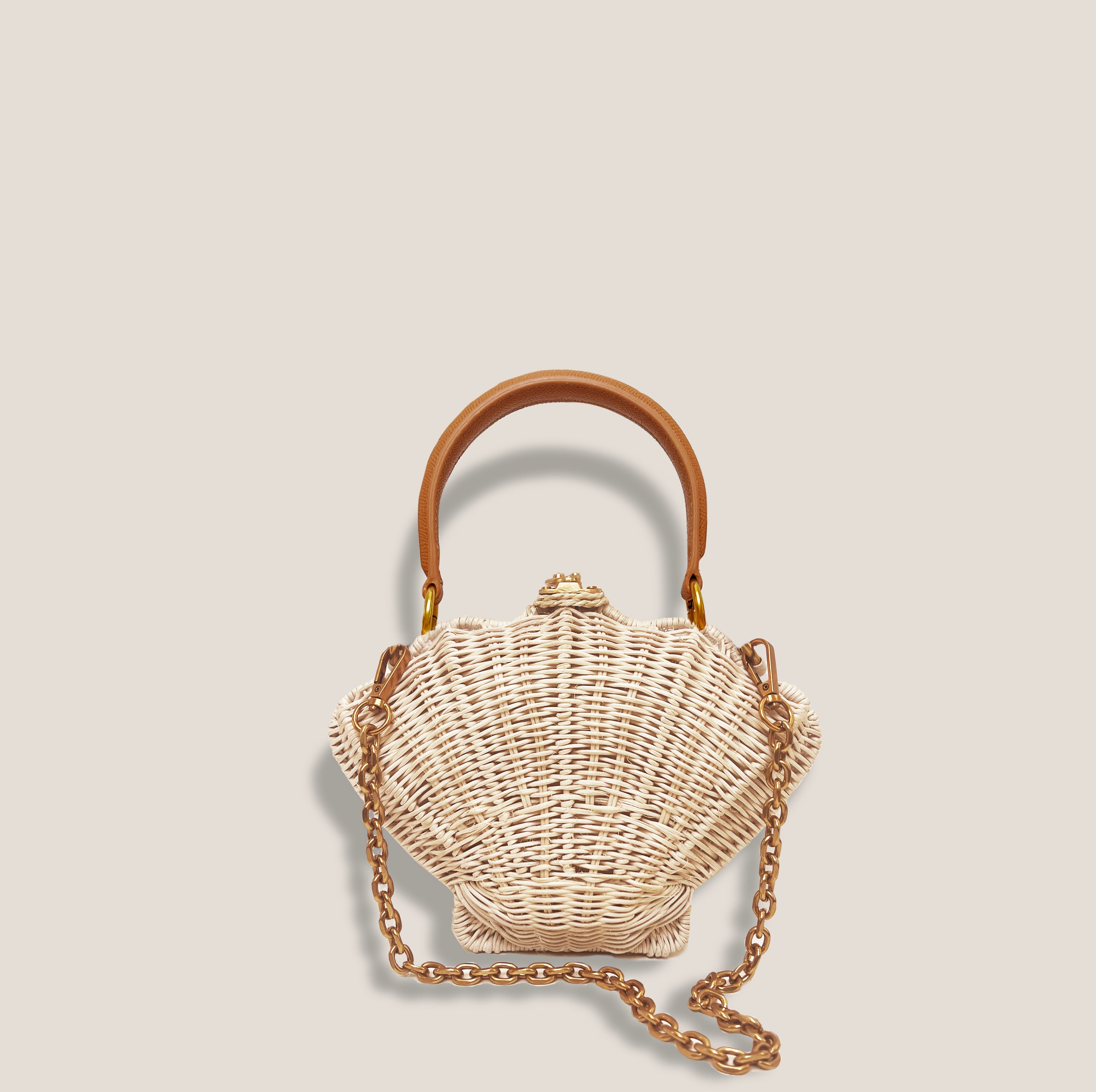 MME.MINK SHELL Clutch - COGNAC