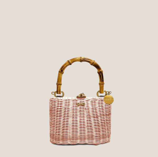 Mme.MINKMME. MINI KELLY BAMBOO CLUTCH - BARELY PINK
