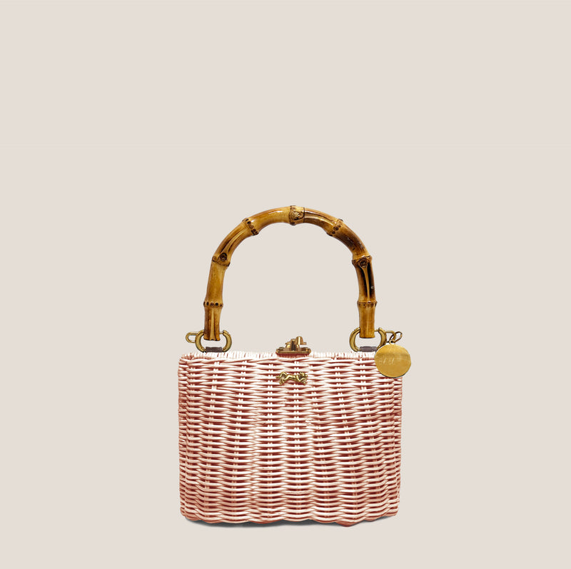 Mme.MINKMME. MINI KELLY BAMBOO CLUTCH - BARELY PINK