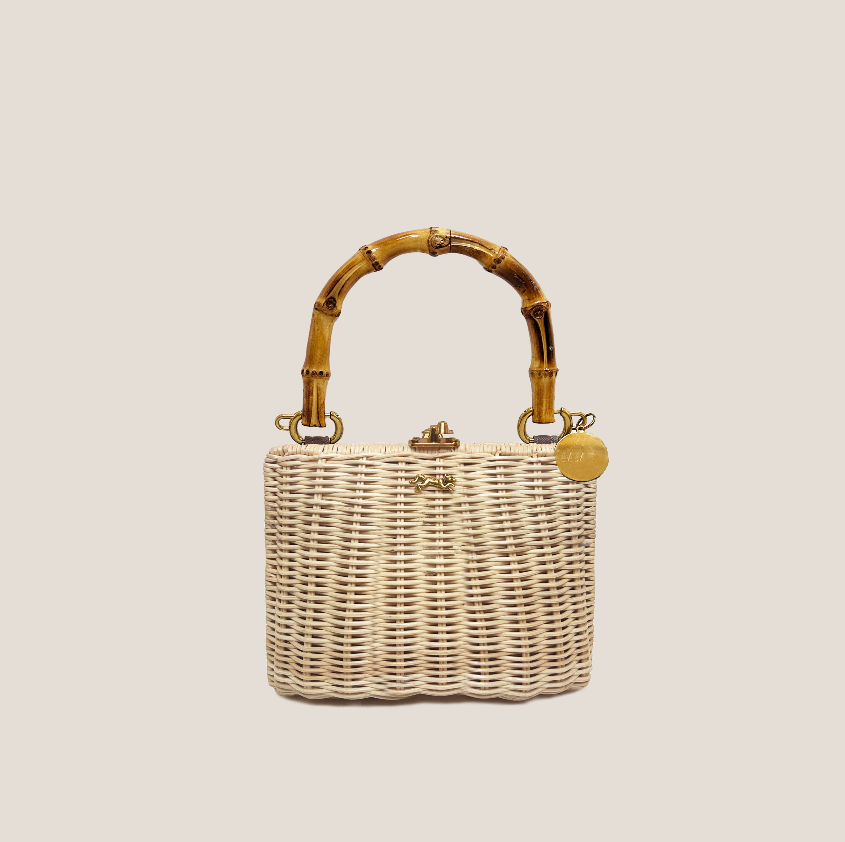 MME. MINI KELLY BAMBOO CLUTCH - NUDE