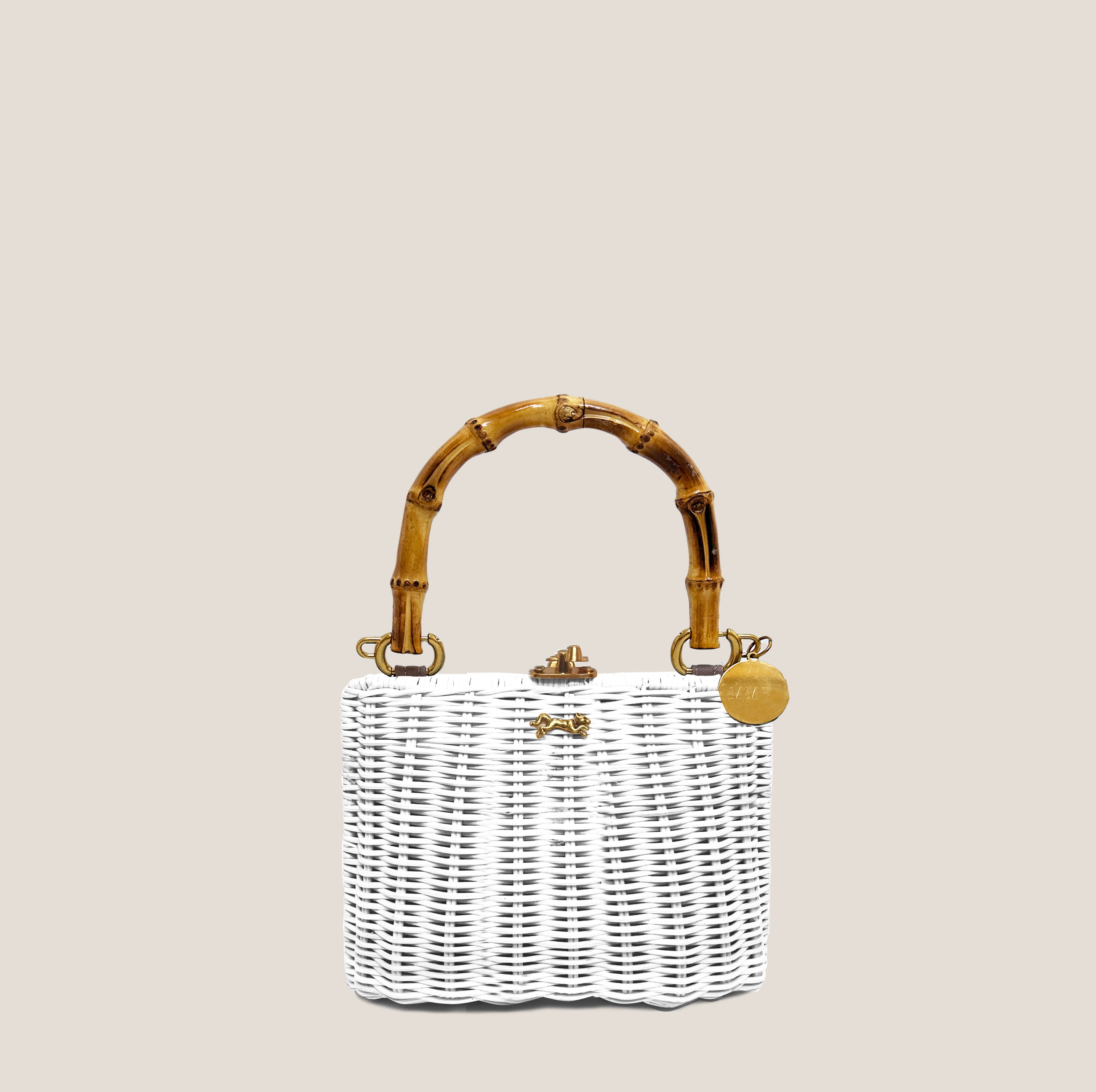 MME. MINI KELLY BAMBOO CLUTCH - BLANC