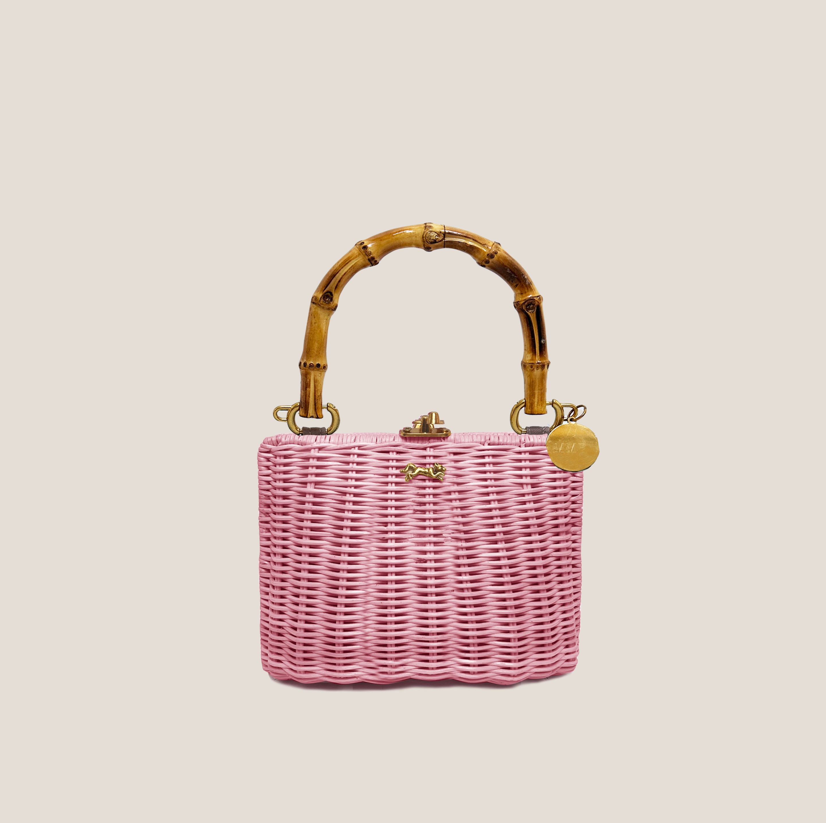 MME. MINI KELLY BAMBOO CLUTCH - ROSE