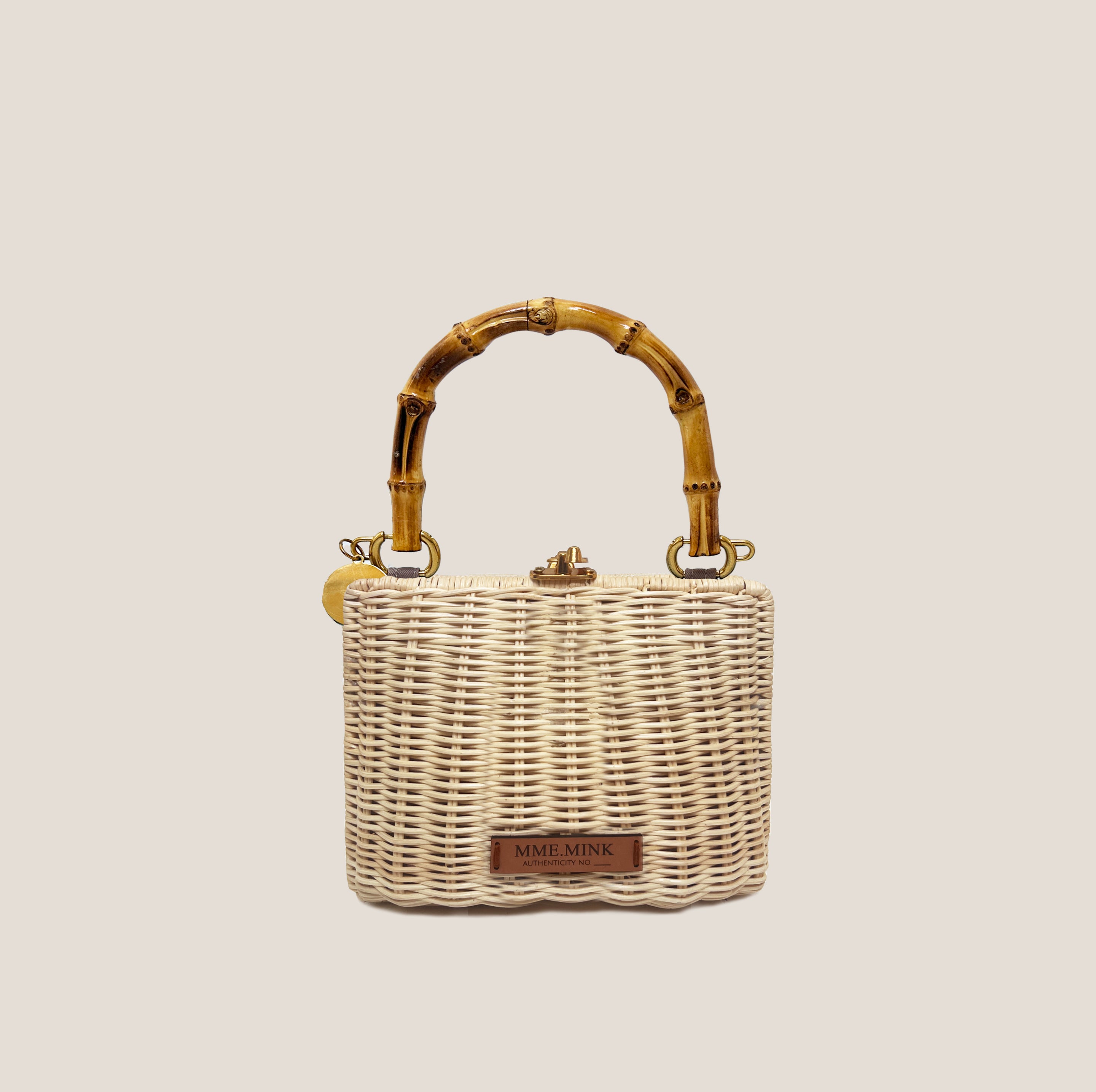 MME. MINI KELLY BAMBOO CLUTCH - NUDE