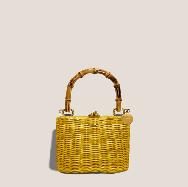 Mme.MINKMME. MINI KELLY BAMBOO CLUTCH - LEMON