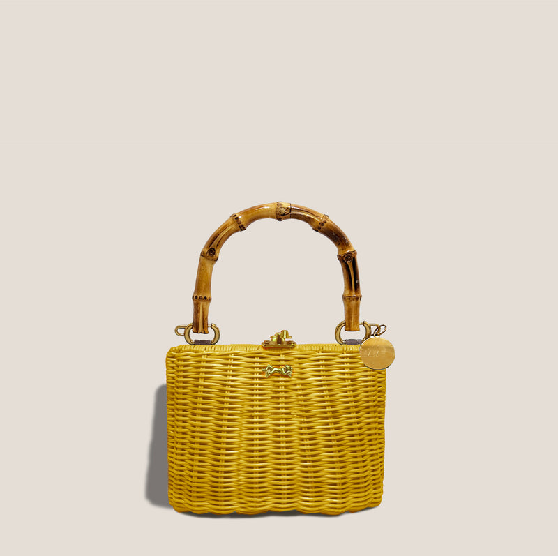 Mme.MINKMME. MINI KELLY BAMBOO CLUTCH - LEMON