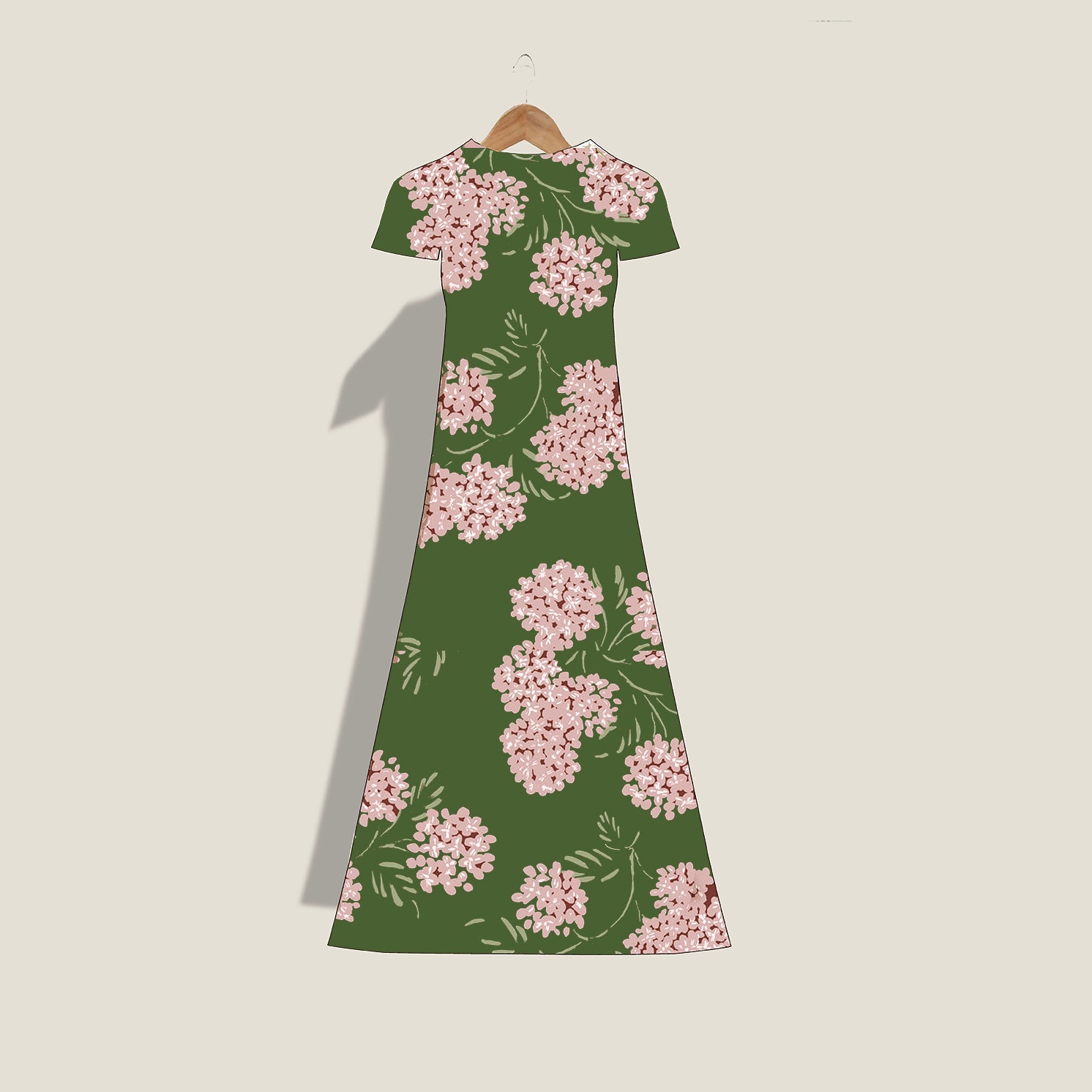 MME. HYDRANGEA GARDEN DRESS - MOSS
