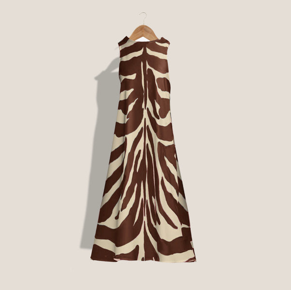 Mme.MINKMME. "ZEBRA" Garden Dress - Cognac