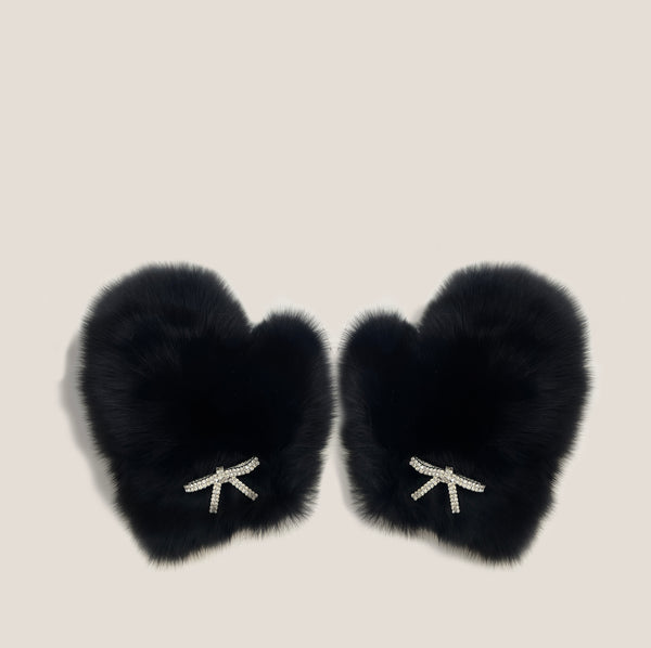 Mme.MINKMME. MINK MITTENS - Noir