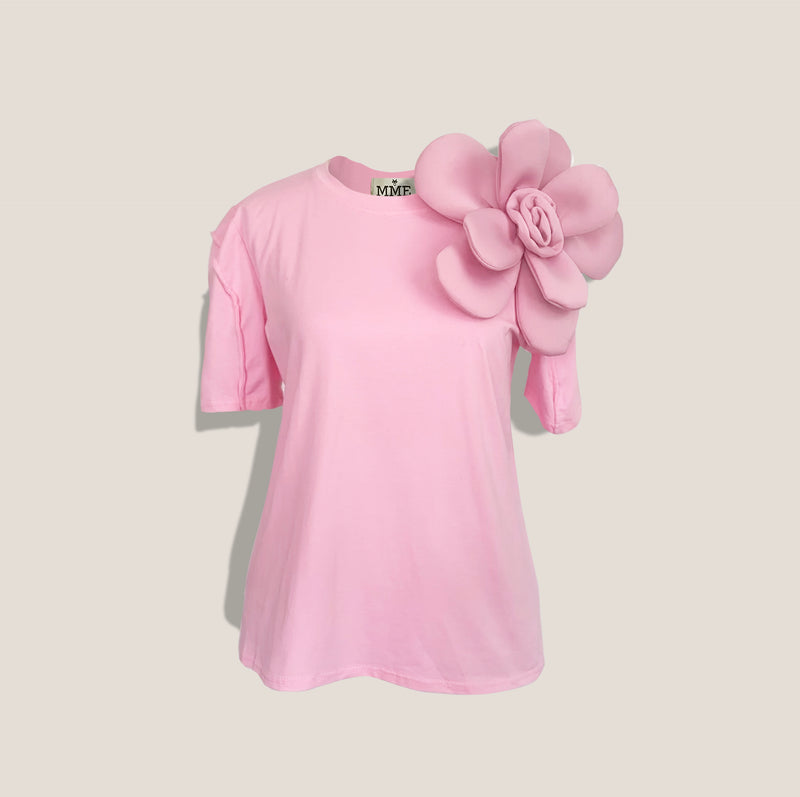 Mme.MINKMME.FLOWER TEE - ROSE