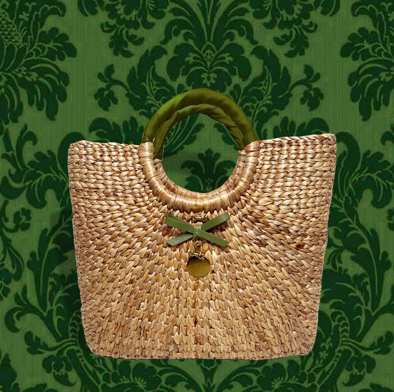 Mme.MINKMME. BENTLEY BOW PETITE TOTE -  Moss