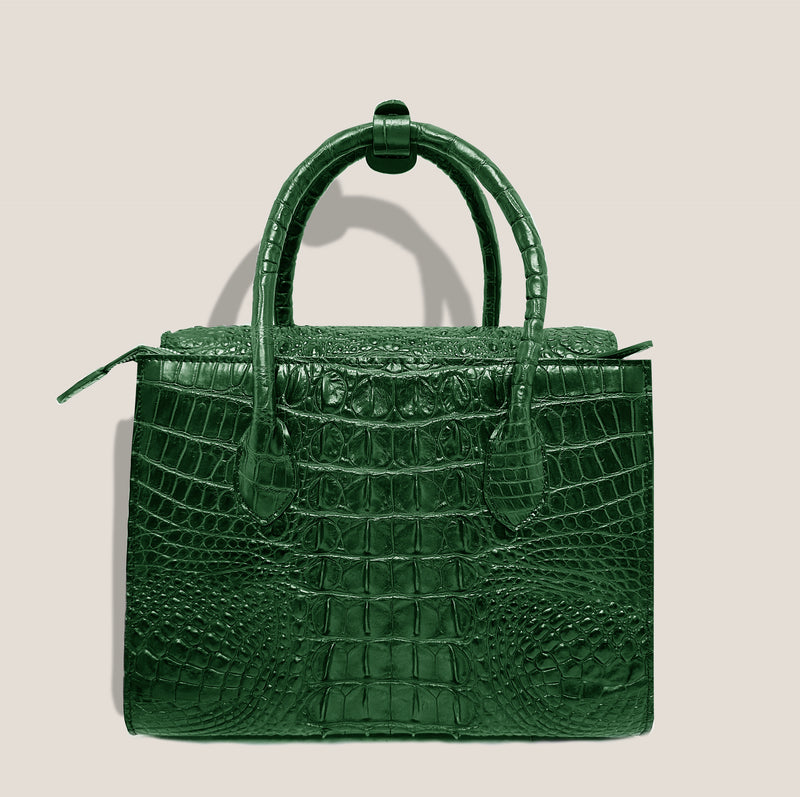 Mme.MINKMME. CROCODILE LEGACY TOTE - Gold Coast Green