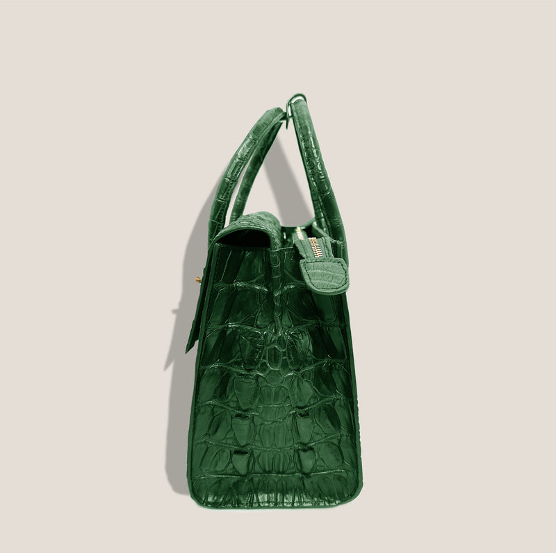 Mme.MINKMME. CROCODILE LEGACY TOTE - Gold Coast Green