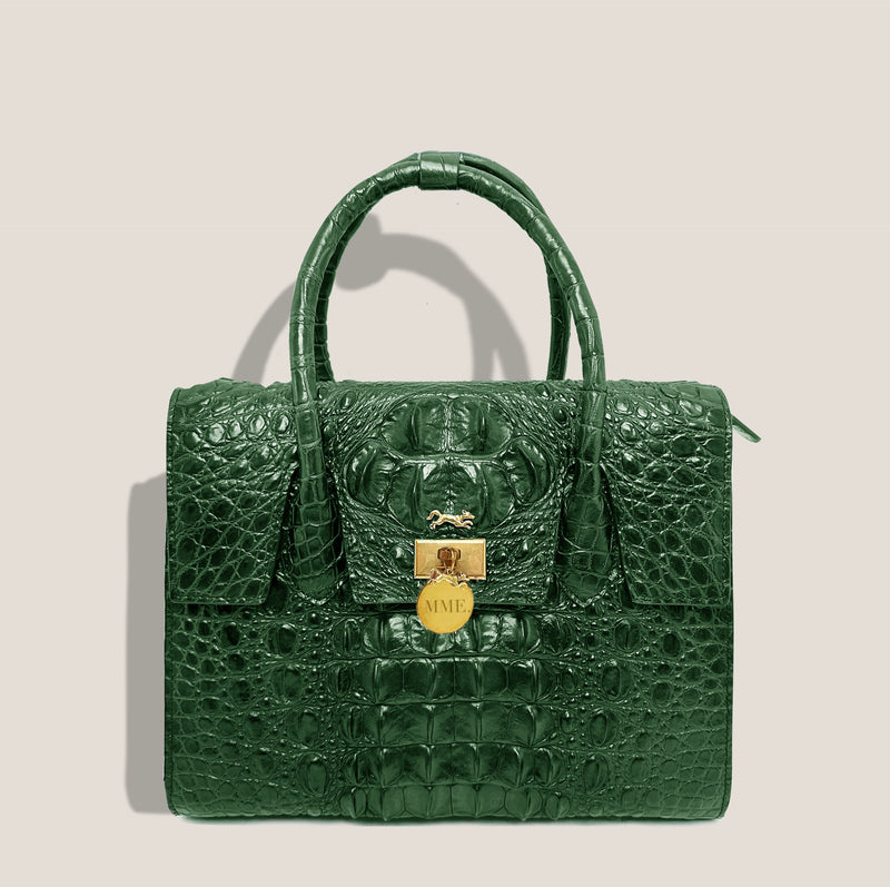 Mme.MINKMME. CROCODILE LEGACY TOTE - Gold Coast Green