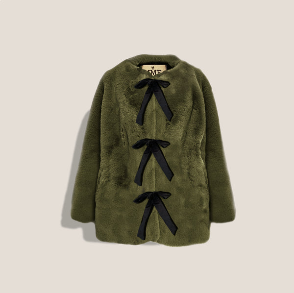 Mme.MINKMME. DARCY  BOW Jacket -  WINTER MOSS