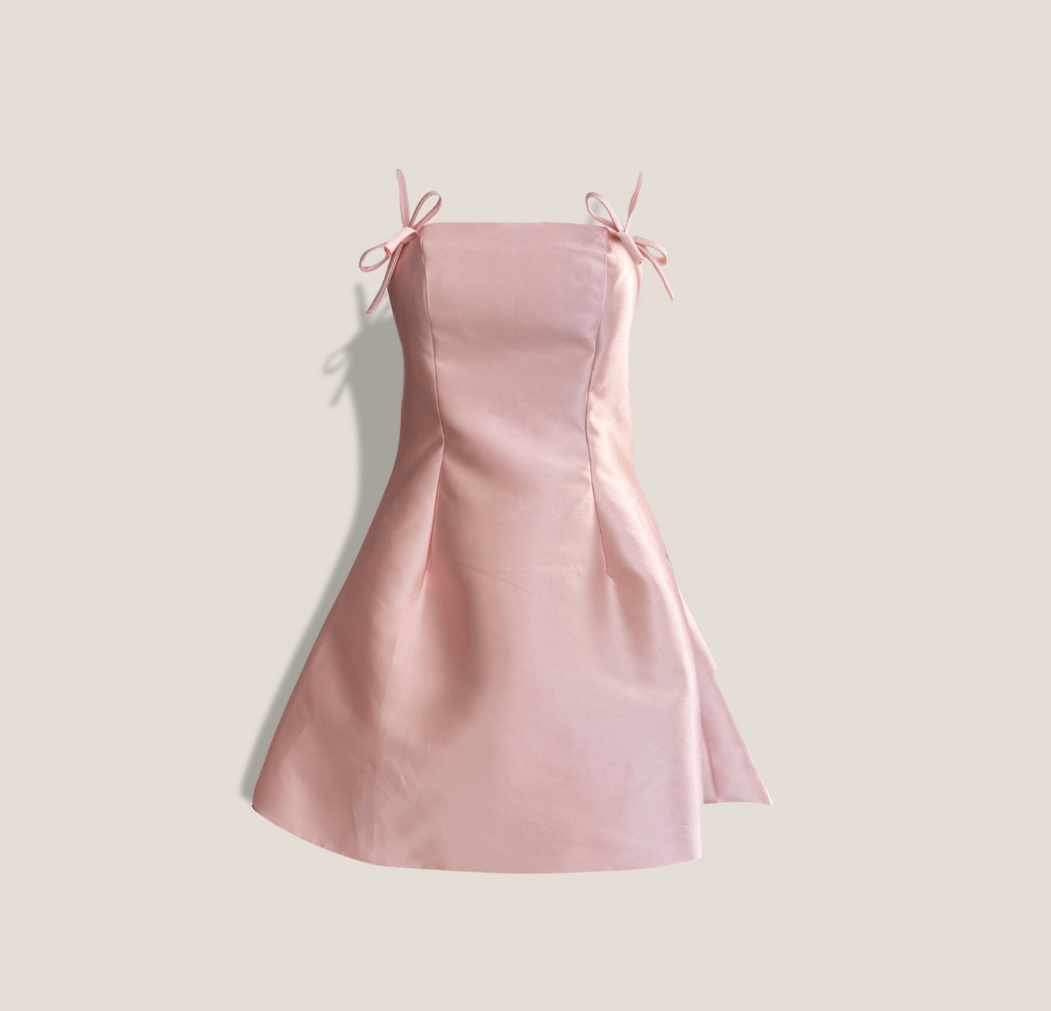 MME. SYMPHONY BUSTLE COCKTAIL DRESS - BARELY PINK