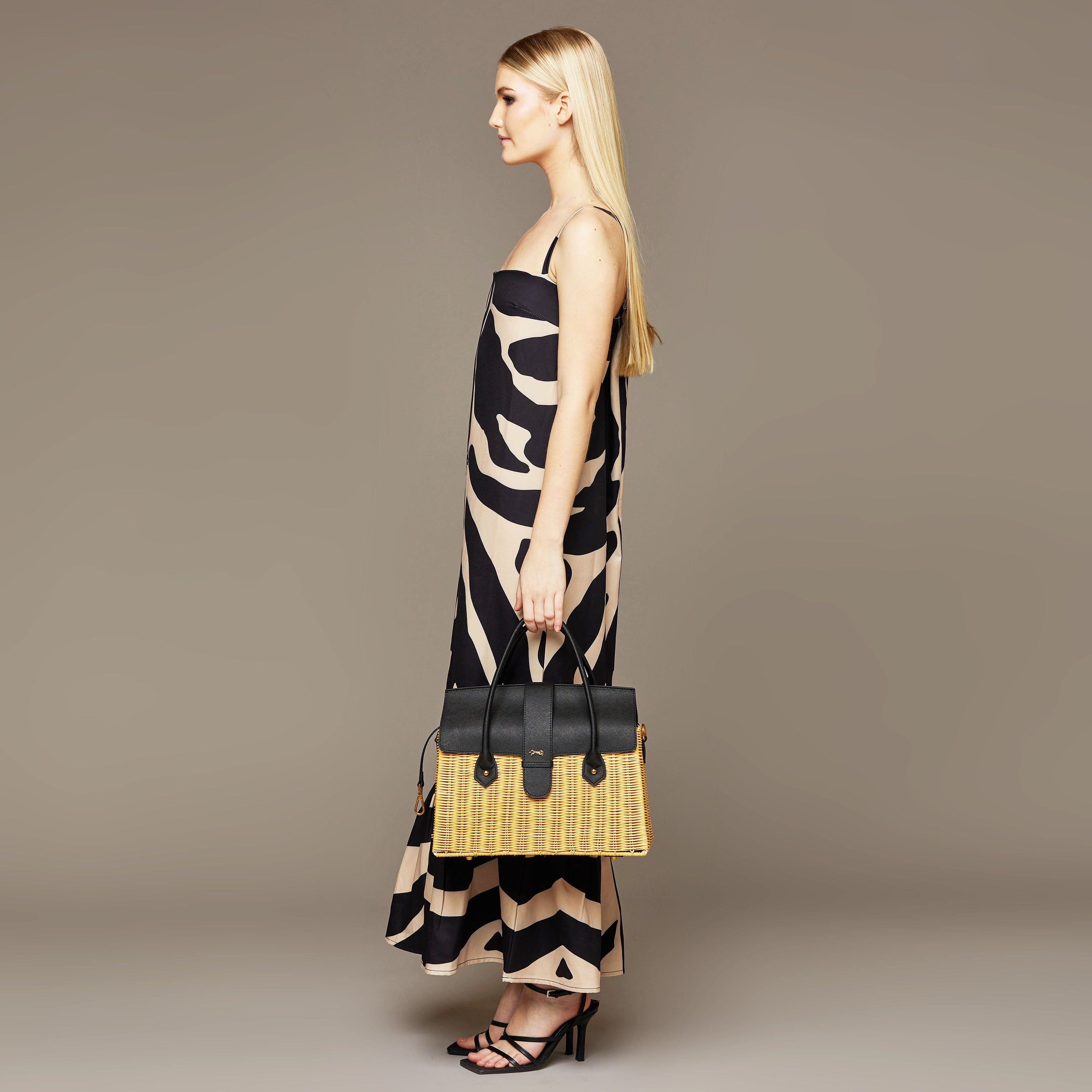 MME. "ZEBRA"  HAMPTONS SIP SLIP Dress - NOIR