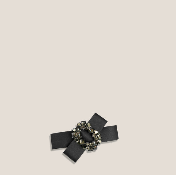 Mme.MINKMME.MINK HOLIDAY BOW HAIR BARRETTE - NOIR