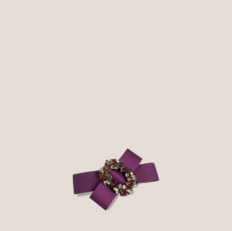 Mme.MINKMME.MINK HOLIDAY BOW HAIR BARRETTE - PLUM