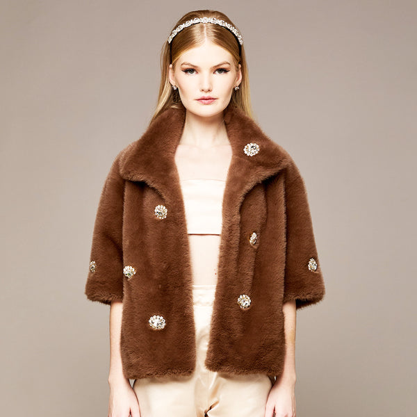 Mme.MINKTHE MINKY HOLIDAY DAY  COAT - COCOA