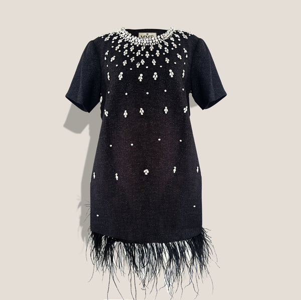 Mme.MINKMME. JEWELED COLLAR DRESS