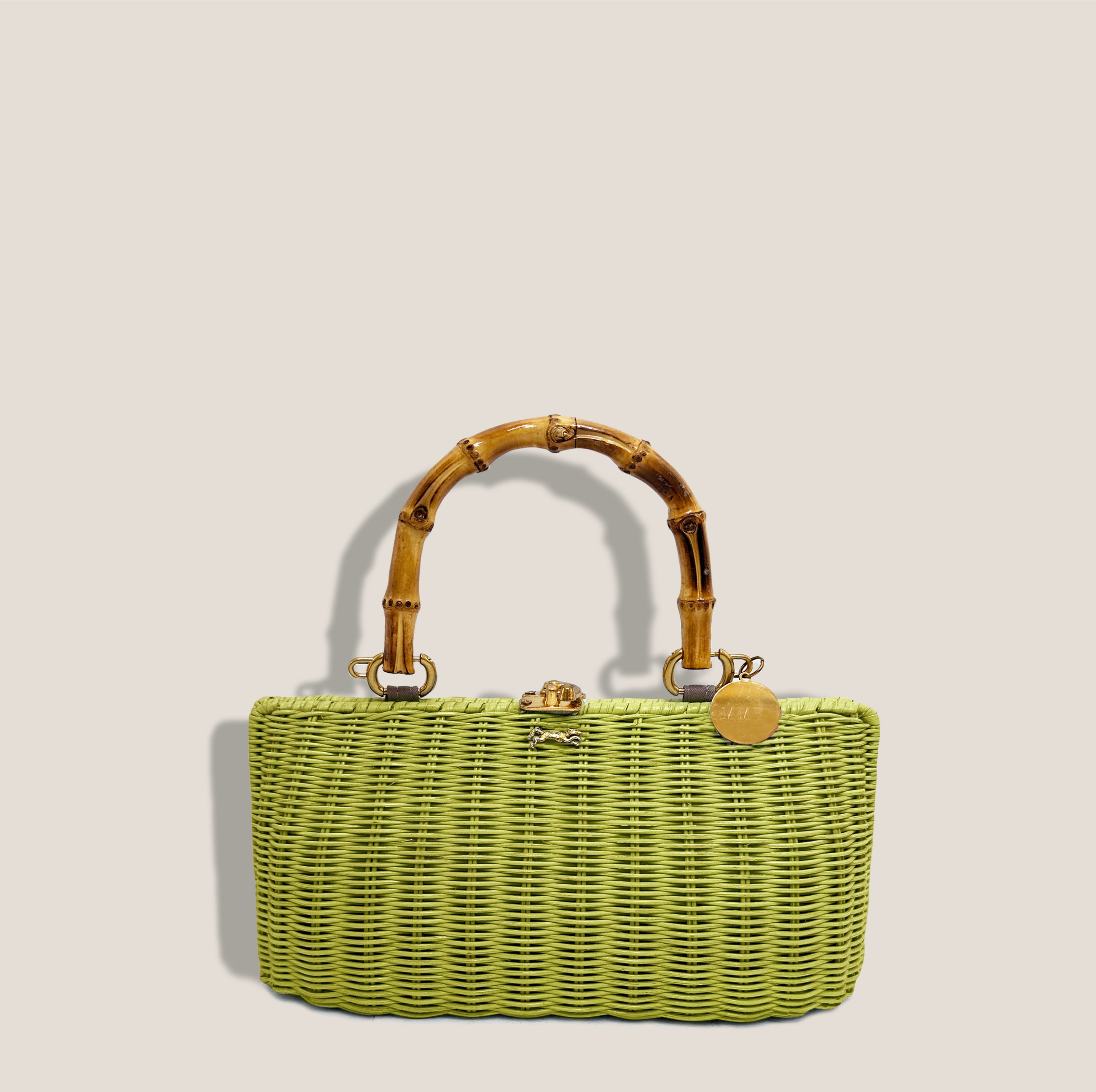 MME. KELLY BAMBOO CLUTCH -  CHARTREUSE