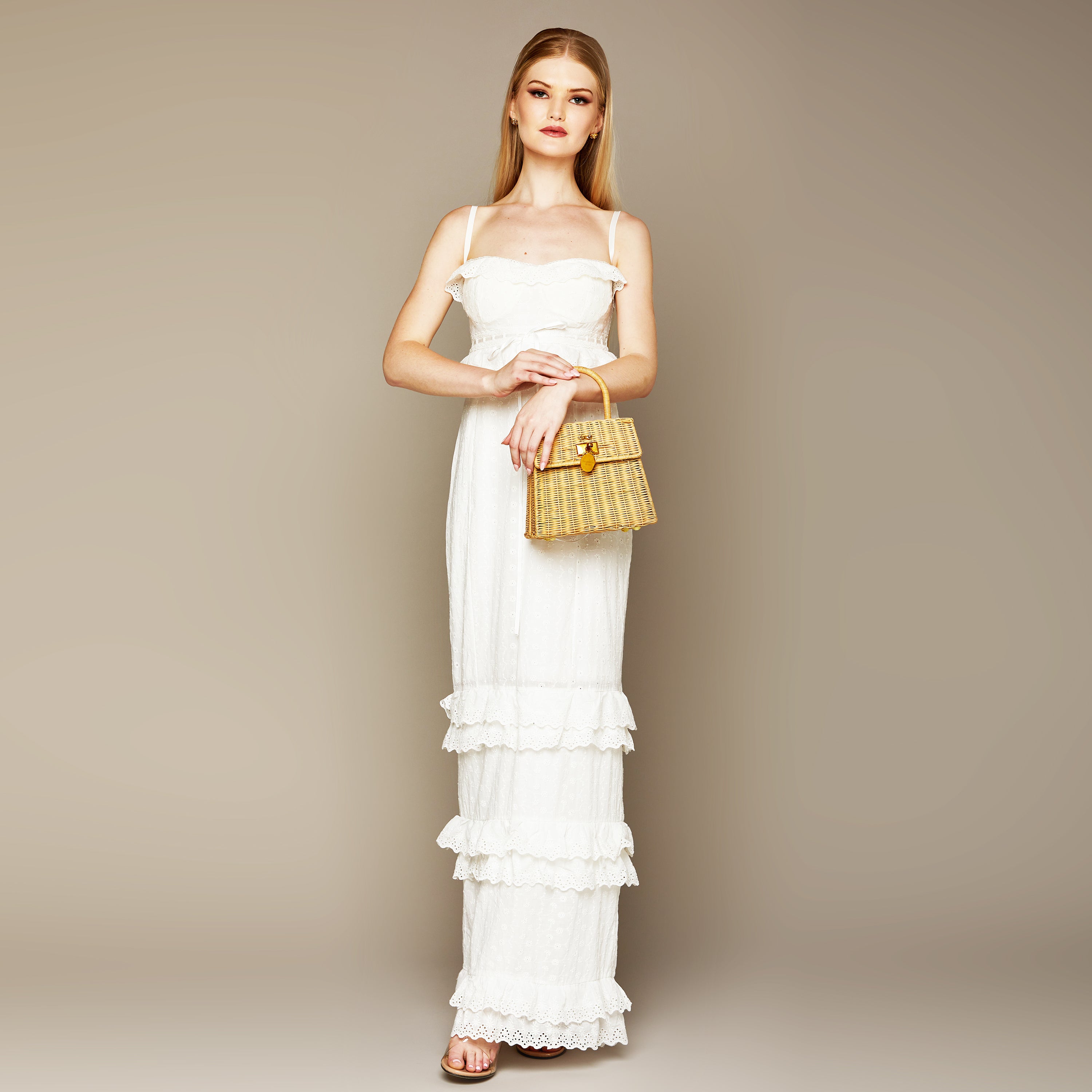 MME. EYELET Garden Dress - BLANC