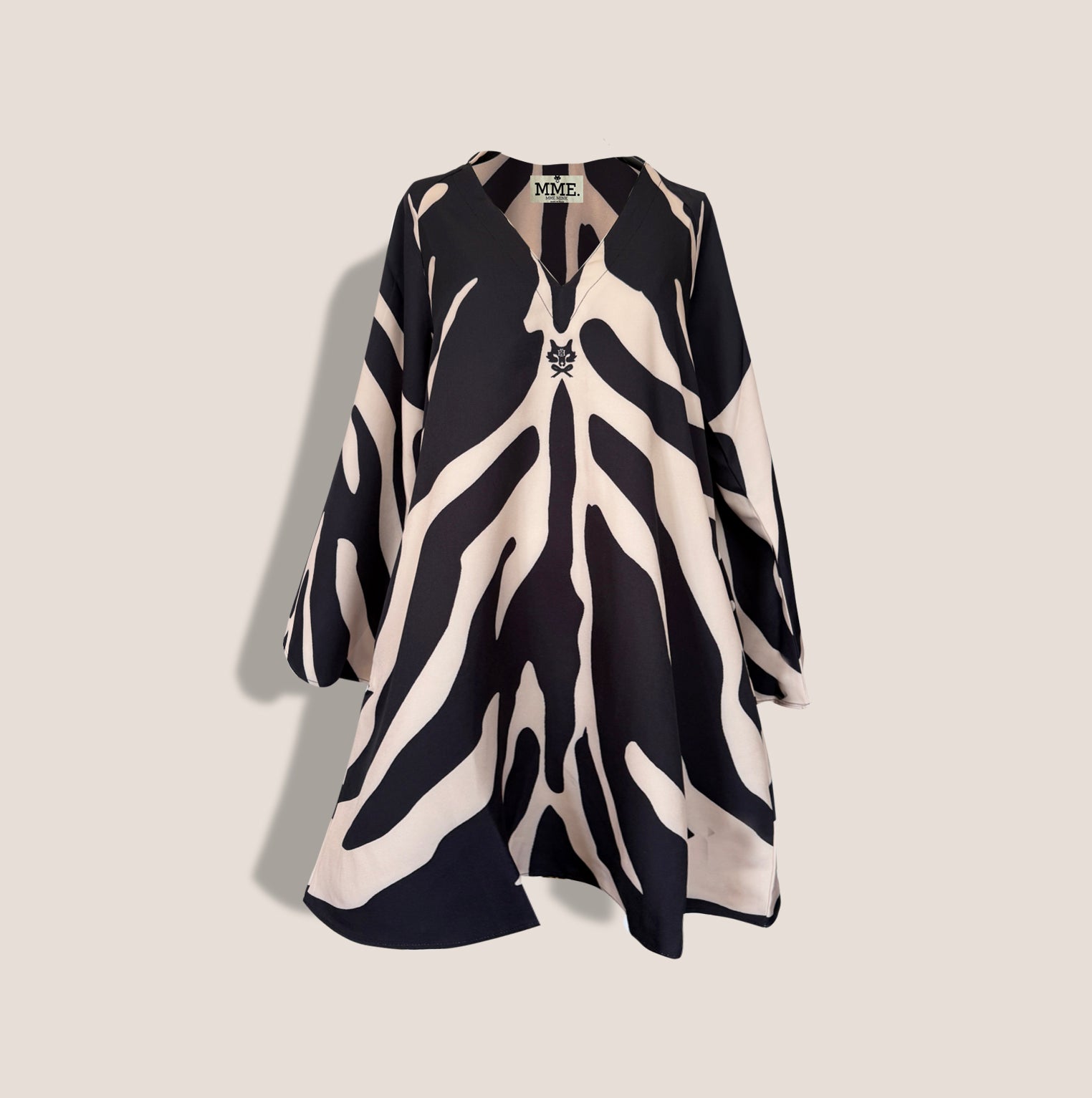 MME. "ZEBRA"  PALM BEACH MINI Dress - NOIR