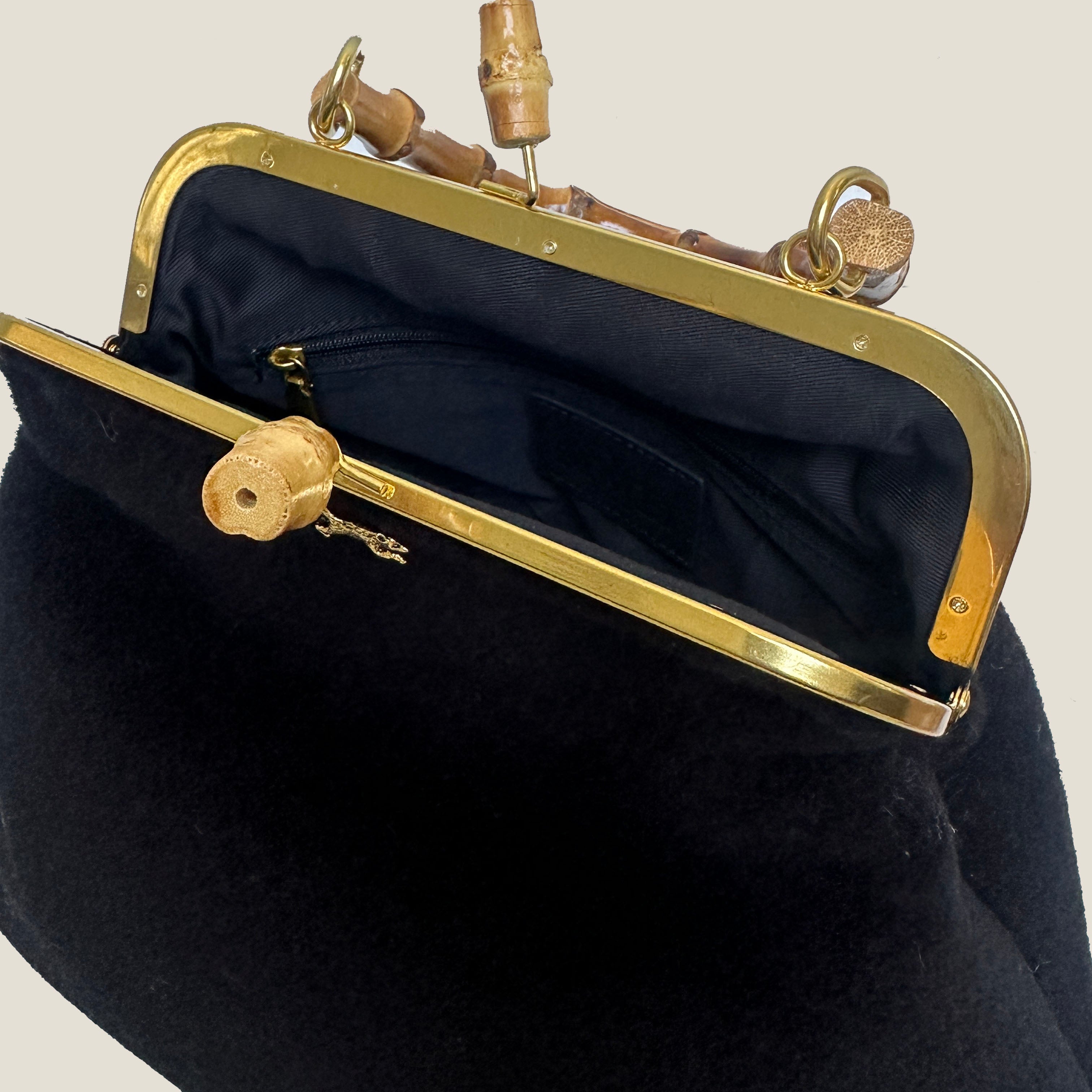 MME. No. 7  Bamboo Clutch - FUR NOIR