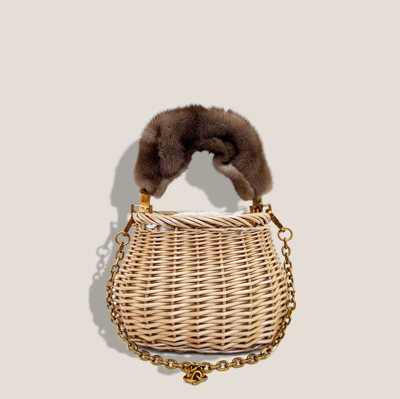 Mme.MINKMME.LITTLE MINK ROYCE TOTE - Sable