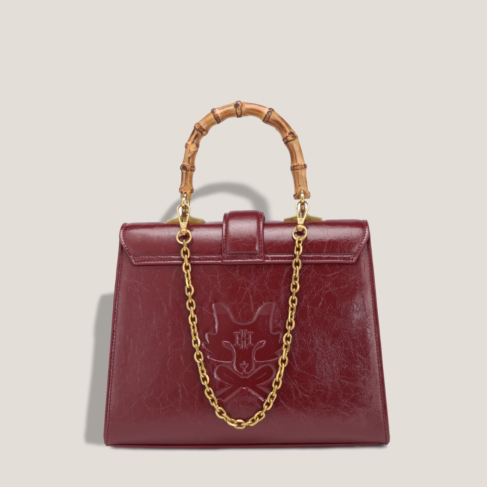 THE CARLTON BOW BAG PETITE - BURGUNDY "Crushed Patent"